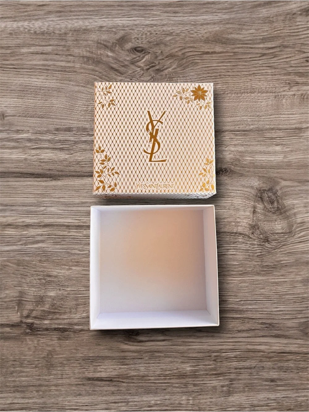 YVES SAINT LAURENT Authentic YSL White Gold Floral Collector Gift Storage Box